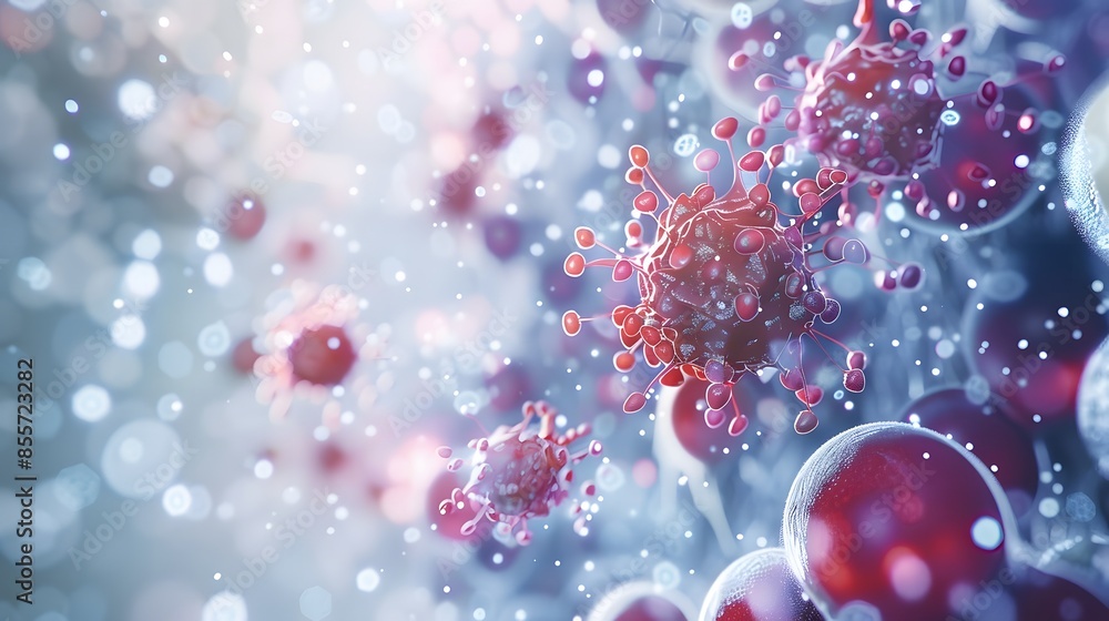 abstract 3D visualization of cellular communication pathways, featuring ...