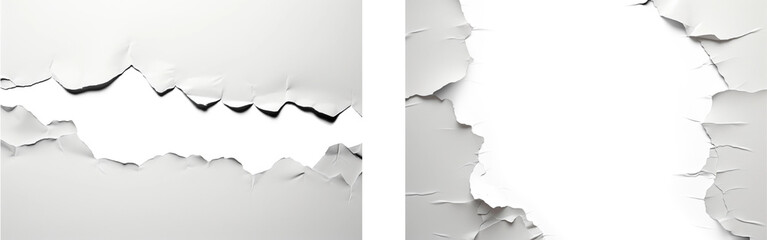 Canvas Print - a torn paper strip on white paper line effect set