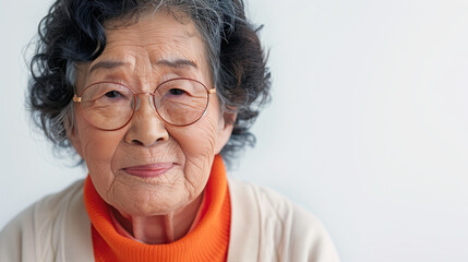 Wall Mural - Happy grandma on white portrait