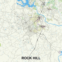  Rock Hill, South Carolina, USA map poster art