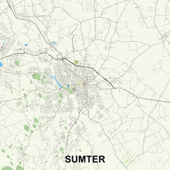  Sumter, South Carolina, USA map poster art