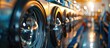 © vxnaghiyev - Row of modern washing machines in dry-cleaning, closeup. Copy space image. Place for adding text or design