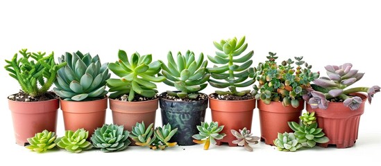 Poster -    Fresh succulent potted plants isolated on white background. lovely decoration plants for home.