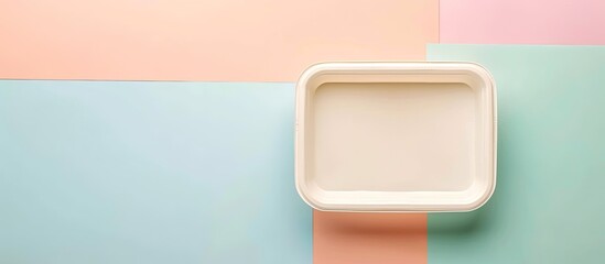 Aufkleber - Empty white plastic food container.  pastel background. with copy space image. Place for adding text or design