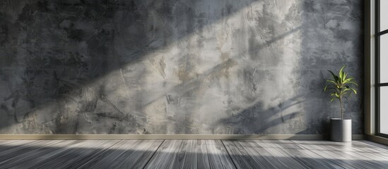 Aufkleber - new empty living room decoration wall concept, gray parquet and interior design. with copy space image. Place for adding text or design