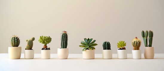Poster - various type of cactus in small pot for home decoration. with copy space image. Place for adding text or design