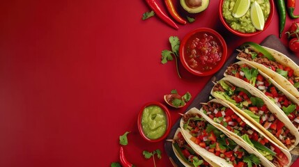 Wall Mural - Delicious Mexican Tacos with Fresh Ingredients