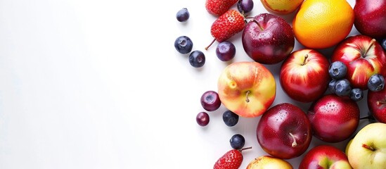 Aufkleber - Seasonal organic raw fruit. Isolated over white background. Copy space image. Place for adding text or design
