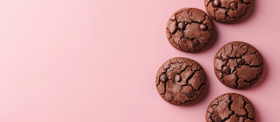 Aufkleber - chocolate cookies isolated on pastel background Isolated. with copy space image. Place for adding text or design