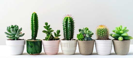 Poster - various type of cactus in small pot for home decoration. with copy space image. Place for adding text or design