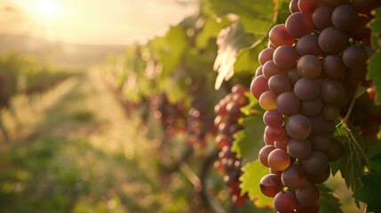 Canvas Print - Zoomed in view of grapes in a vineyard