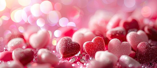 Wall Mural - Heart Candy background. Valentine's Day. with copy space image. Place for adding text or design