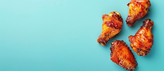 Aufkleber - Baked chicken wing Isolated on pastel background Food. with copy space image. Place for adding text or design