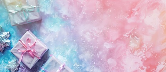 Poster - Christmas presents pastel background  Christmas  Texture. with copy space image. Place for adding text or design