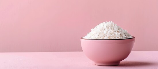 Leinwandbilder - rice in bowl Isolated on pastel background  Food  Isolated. with copy space image. Place for adding text or design