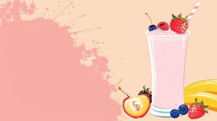 Wall Mural - Strawberry, Banana, and Blueberry Smoothie