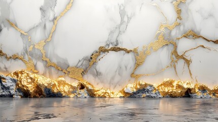 Wall Mural - elegant marble backdrop with luxurious gold accents for premium product presentation