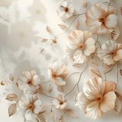 Sticker - Elegant Floral Pattern in Soft Colors Creating Romantic Delicate Backdrop for Product Presentation