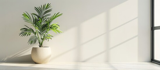 Leinwandbilder - Houseplant in a pot in bright room interior . with copy space image. Place for adding text or design