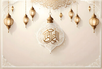 Wall Mural - a wall with arabic calligraphy and arabic lanterns hanging on it