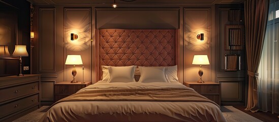Wall Mural - Luxury hotel bed room for two. with copy space image. Place for adding text or design