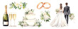© Rawpixel.com - PNG watercolor wedding  cut out element set