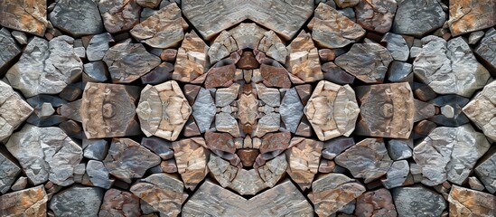 Canvas Print - seamless kaleidoscopic pattern of stone wall masonry. with copy space image. Place for adding text or design