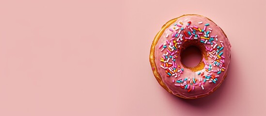 Fototapete - donut on pastel background Food  Isolated  Chocolate. with copy space image. Place for adding text or design