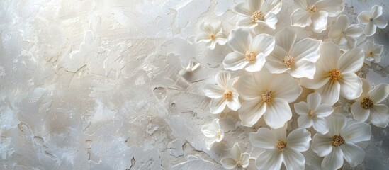 Poster - WHITE FLOWERS pastel background    Texture  Flowers. with copy space image. Place for adding text or design