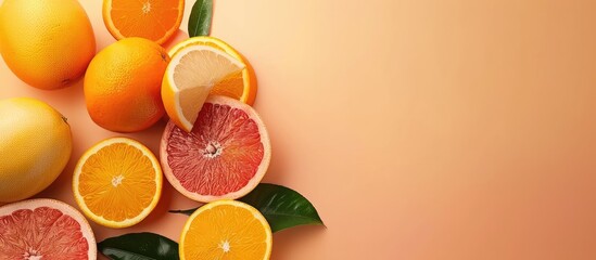 Fototapete - grapefruit and orange isolate background pastel background. with copy space image. Place for adding text or design