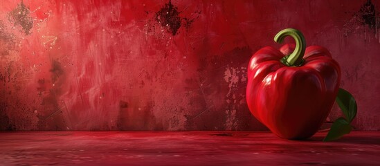 Fototapete - Red peppers in the concept of darkmood photography pastel background. with copy space image. Place for adding text or design