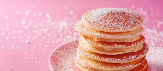 Aufkleber - stack of delicious pancakes pastel background  Food. with copy space image. Place for adding text or design