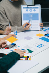 Wall Mural - ux graphic designer planning application process development prototype wireframe for web smart phone