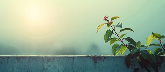 Wall Mural - Flowering Plant in Daylight on Roof Top. with copy space image. Place for adding text or design