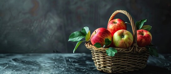 Poster - Healthy Organic Apples in the Basket. with copy space image. Place for adding text or design