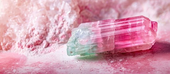 Aufkleber - tourmaline mineral specimen stone rock geology gem crystal pastel background. with copy space image. Place for adding text or design