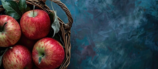 Poster - Healthy Organic Apples in the Basket. with copy space image. Place for adding text or design