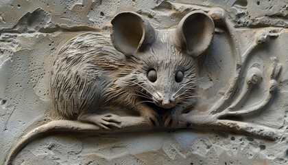 Wall Mural - A clay mouse is laying on the ground