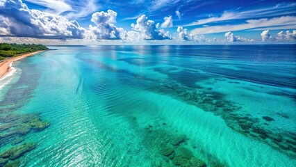 Wall Mural - Aerial view of a serene turquoise ocean, perfect for summer backgrounds, ocean, aerial view, turquoise, calm