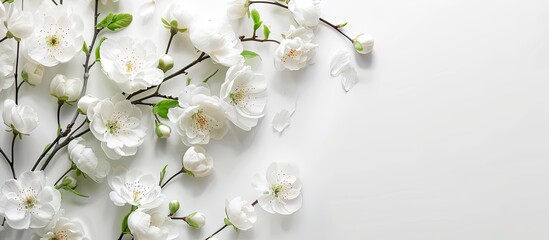 Poster - WHITE FLOWERS pastel background    Texture  Flowers. with copy space image. Place for adding text or design