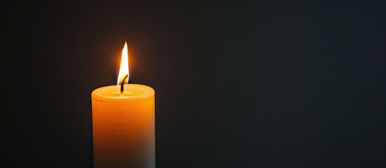 Poster - white candle to light when the lights go out. with copy space image. Place for adding text or design