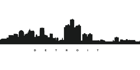 Wall Mural - Detroit city skyline silhouette illustration