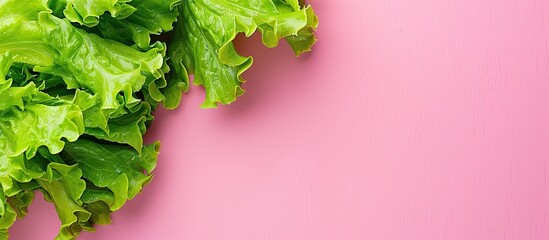 Aufkleber - leaf fresh lettuce Isolated on pastel background Lettuce. with copy space image. Place for adding text or design