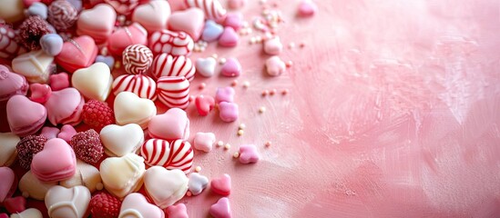 Wall Mural - Heart Candy background. Valentine's Day. with copy space image. Place for adding text or design