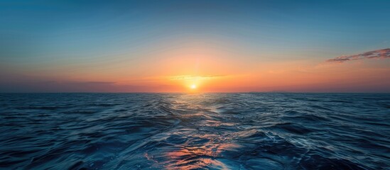 Aufkleber - sunset at sea. variety of colors and hues of the rising sun. Sea landscape. Copy space image. Place for adding text or design