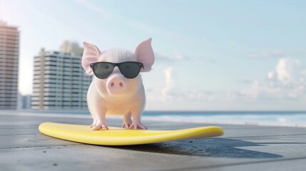 Wall Mural - Piggy Paradise: A Day at the Beach