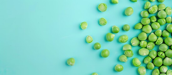 Aufkleber - Some green peas pastel background    Food  Isolated. with copy space image. Place for adding text or design