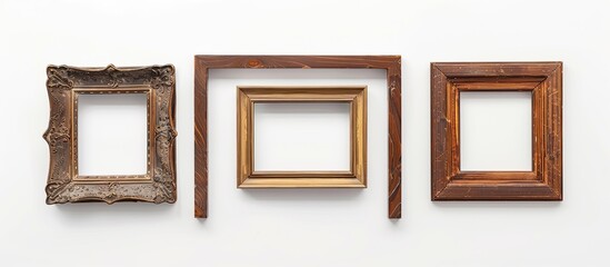 Wall Mural - Classic wooden frame isolated on white background. with copy space image. Place for adding text or design