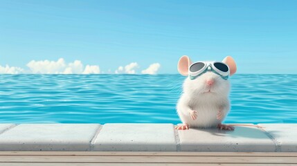 Wall Mural - A Mouses Poolside Escape