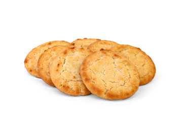 Wall Mural - Pile of shortbread cottage cheese cookies isolated in white background.